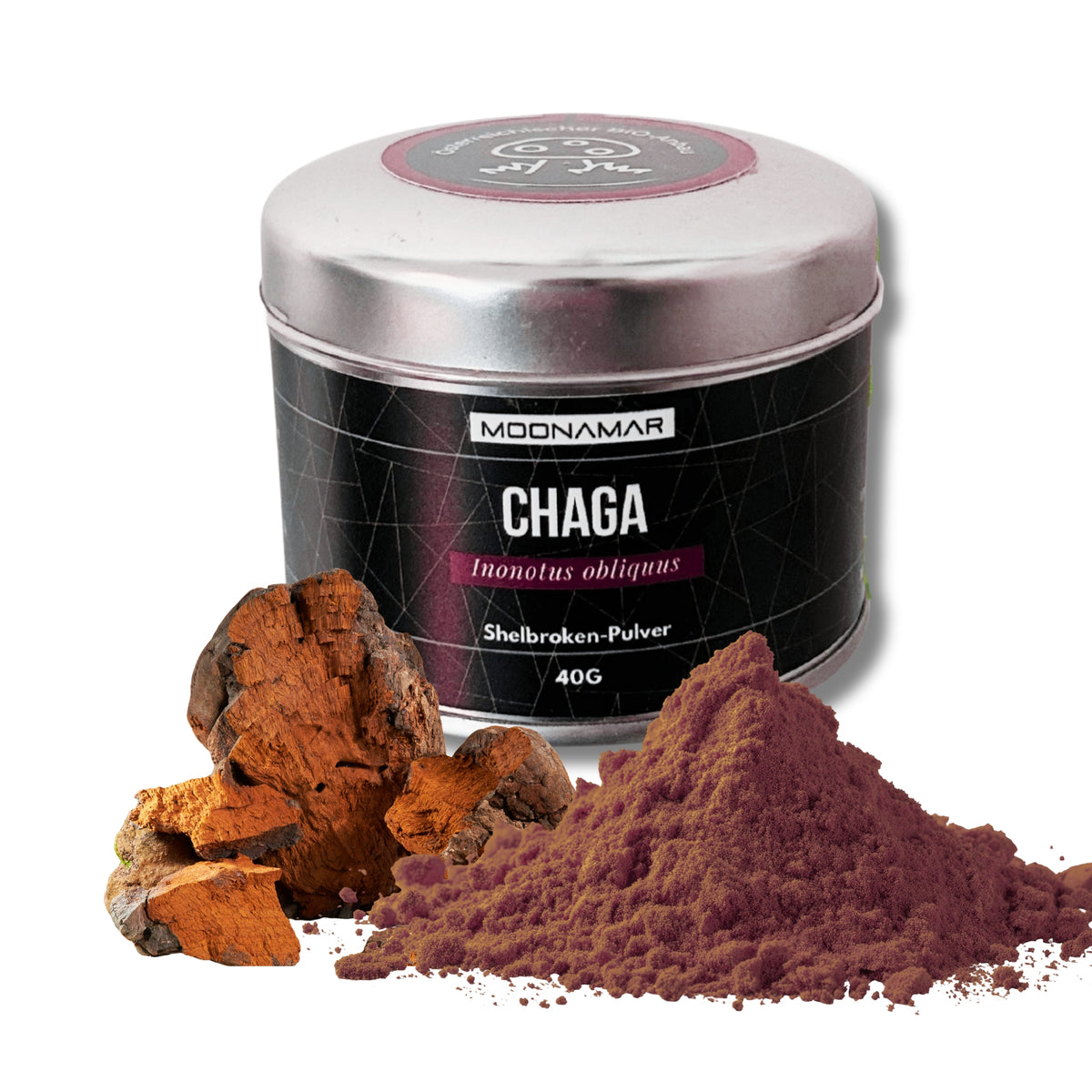BIO Chaga (Inonotus o.) Shellbroken* Pulver / 40G / MOONAMAR