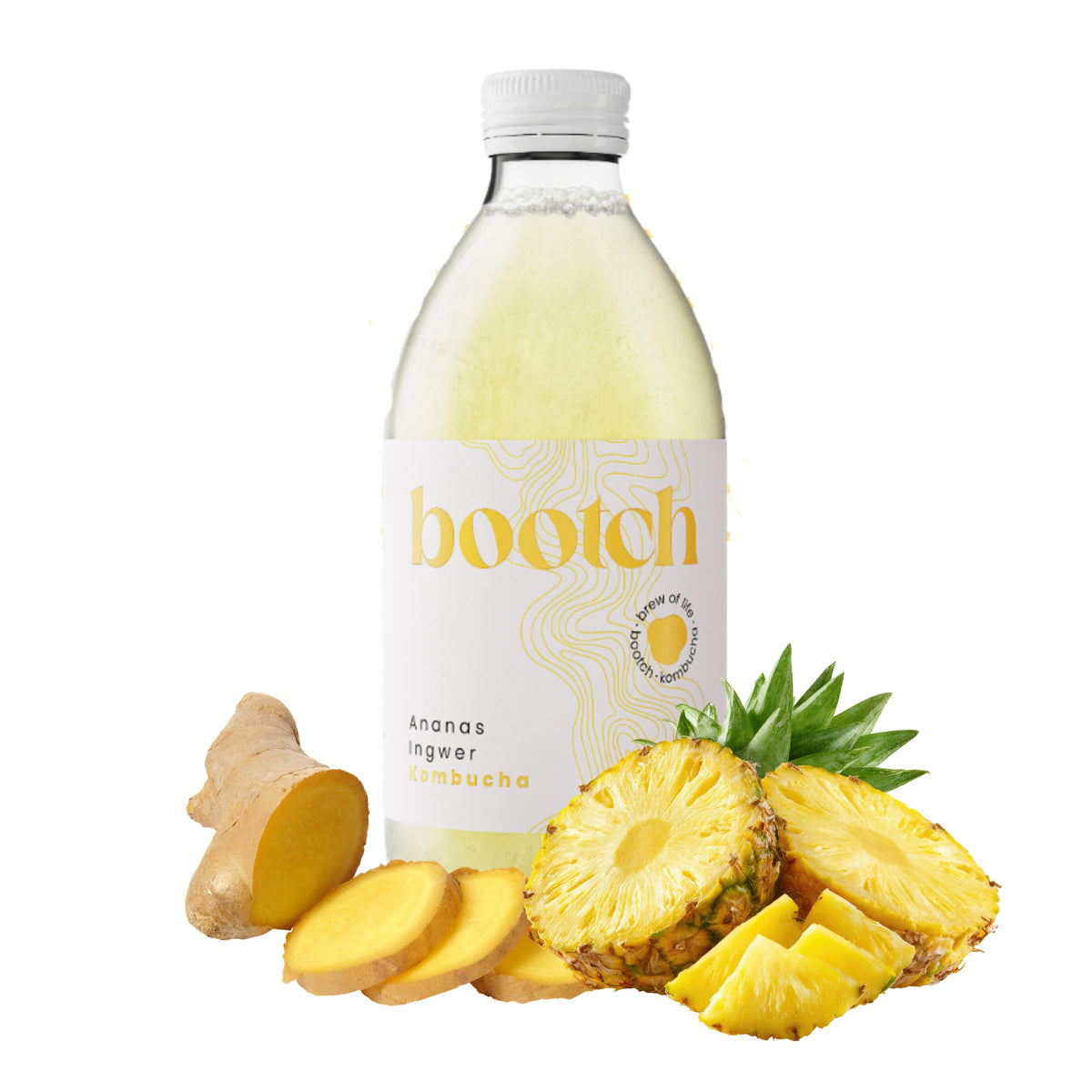Kombucha mit Ananas & Ingwer / 330 ml / BOOTCH