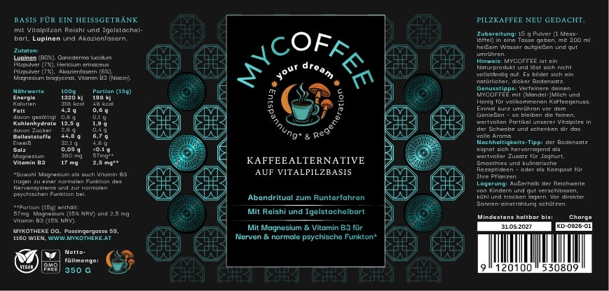 MYCOFFEE Dream – Deine Abend-Kaffeealternative mit Igelstachelbart, Reishi & Vitamin B3