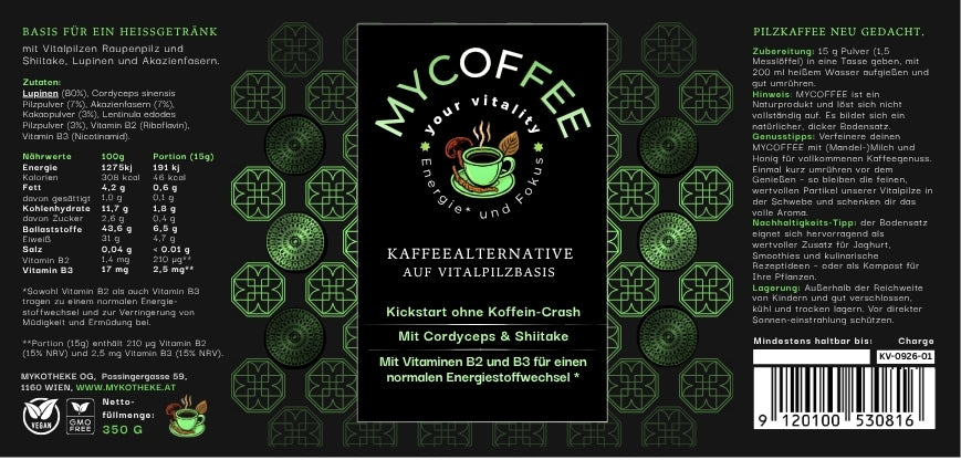 Mycoffee - Your Vitality - Kaffeealternative auf Vitalpilzbasis (350 g)
