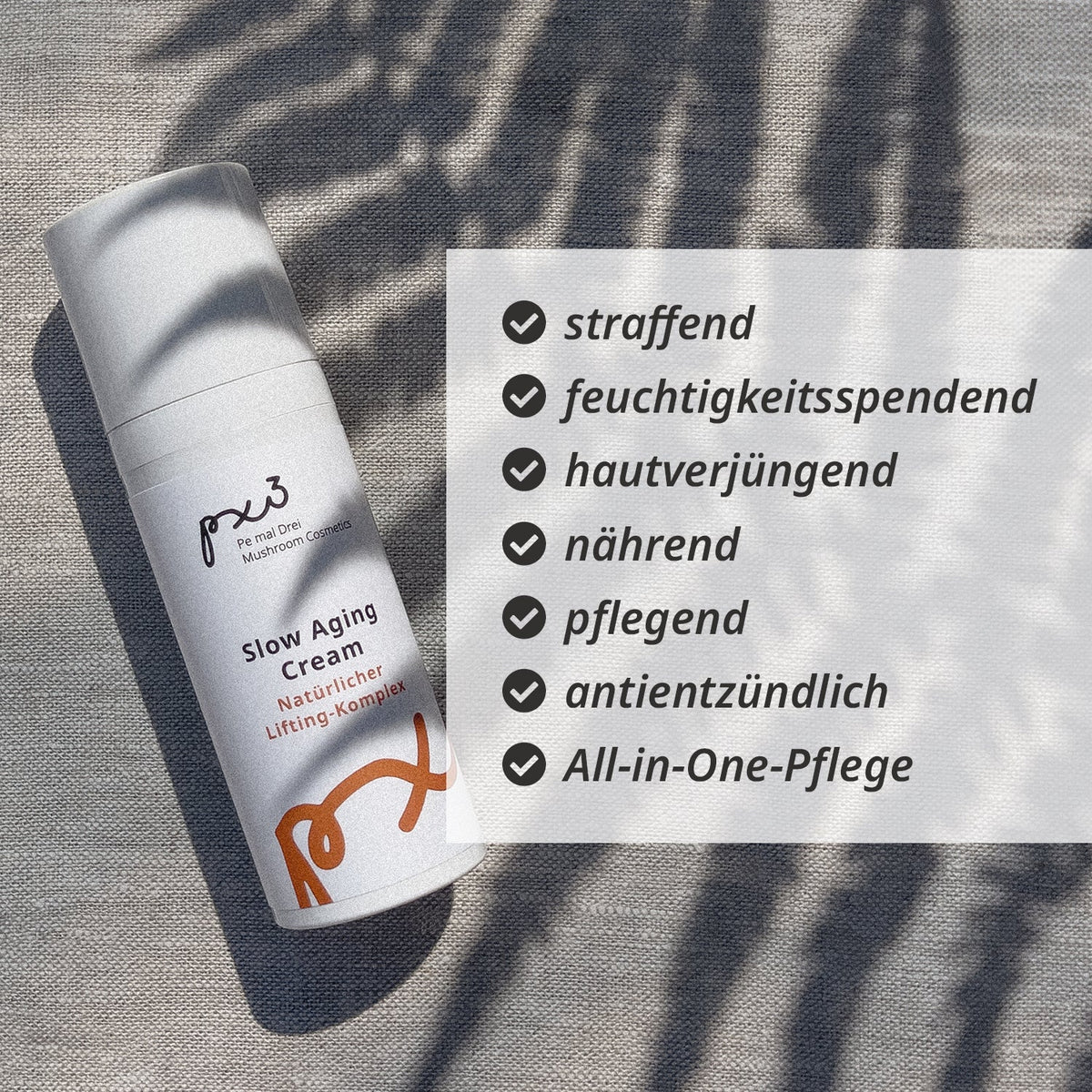 Pe mal Drei Slow Aging Creme mit Reishi, Chaga und Silberohr – Natürlicher Lifting