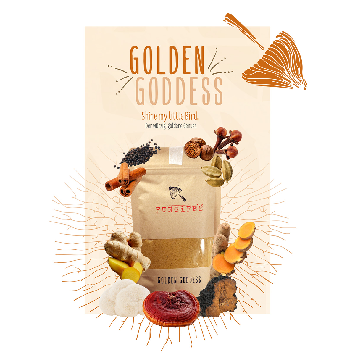 Pilzteemischung Golden Goddess von Fungifee
